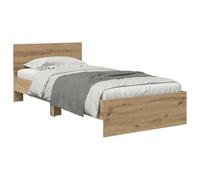 vidaXL Estructura de Cama con cabecera Roble Artesanal 90 x 190 cm, Cama Moderna, diseño Rectangular, cabecera con LED, iluminación dinámica para un Cuarto con Estilo