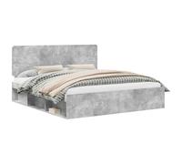 vidaXL Estructura de Cama Concreto 180 x 200 cm Madera de Pino Macizo, Marco de Cama Moderno, Elegante, de Madera, Rectangular, Esencial para el hogar, Muebles de Dormitorio, Muebles de Interior