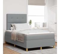 vidaXL Estructura de Cama Contemporánea Cabecera Acolchada en Gris Claro | 120 X 200 cm Diseño Moderno con Relleno de Espuma Madera Elegante y Cómoda para Adultos Muebles Tamaño Queen