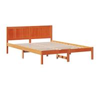 vidaXL Estructura de Cama Contemporánea de Madera de Pino para 2 Personas | Acabado Marrón Encerado 150 X 200 cm Montaje Fácil Muebles de Interior para Habitaciones Parejas Adultos Estiloso