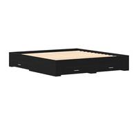 vidaXL Estructura de Cama Contemporánea de Roble Macizo Gran Almacenamiento - 180 x 200 cm - Color Negro - Muebles Modernos para Decoración de Dormitorio