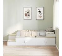 vidaXL Estructura de Cama de Almacenamiento Blanca 100X200 cm con Amplio Almacenamiento y Diseño Elegante para Adolescentes, Uso Interior, Muebles Modernos Que Ahorra Espacio.