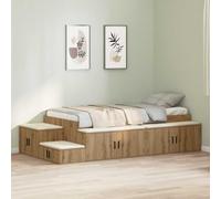 vidaXL Estructura de Cama de Almacenamiento con Diseño Moderno y Práctico Roble Negro 100X200 cm Organizar el Cuarto Solución Cómoda Mueble Contemporáneo Resistente para Adultos