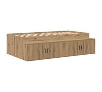 vidaXL Estructura de Cama de Almacenamiento Roble Artesanal 90X200 cm | Madera de Ingeniería Diseño Moderno Amplio Almacenamiento para Colchón de 90 X 200 Muebles de Dormitorio Contemporáneo Compacto