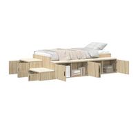 vidaXL Estructura de Cama de Almacenamiento Roble Negro 100X200 cm Madera Elaborada Resistente Seis Cajones Integrados para Diseño Contemporáneo Muebles Modernos de Dormitorio Tamaño King de Madera E