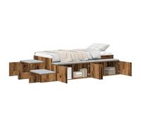 vidaXL Estructura de Cama de Almacenamiento Roble Negro 100X200 cm Solución Estilosa con Durabilidad Sólida Y Amplio Espacio para Decorar Tu Habitación Muebles de Madera Duraderos y Contemporáneos
