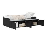 vidaXL Estructura de Cama de Almacenamiento Roble Negro 80X200 cm | Madera Robusta Diseño Moderno Amplios Compartimentos Adecuada para Colchón de 80 X 200 Adultos Elegante con Organización del Espac