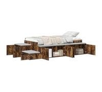 vidaXL Estructura de Cama de Almacenamiento Roble Negro con 6 Cajones 100X200 cm Diseño Moderno Madera Elaborada Montaje Fácil Dormitorios de Adultos y Soluciones Muebles de Dormitorio