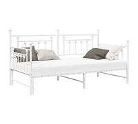 vidaXL Estructura de Cama de Metal Blanca con Cama Nido 90X200 cm Construcción Duradera Ideal para Dormitorio de Invitados Diseño Moderno Solución Que Ahorra Espacio Habitaciones Pequeñas Cama Doble