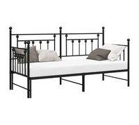 vidaXL Estructura de Cama de día Negro 80 x 200 cm Acero, Asiento contemporáneo, Cama Moderna, Estilo, compacta, Urbana, Extra para Dormir, Marco ahorrador de Espacio