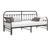 vidaXL Estructura de cama de metal con diseño moderno convertible en negro, 90 x 190 cm, elegante y funcional para interiores, solución de ahorro de espacio para adultos e invitados