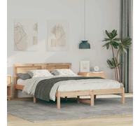 vidaXL Estructura de Cama de Madera de Pino con Luces LED Controladas por Control Remoto, Color Marrón, 120 x 190 cm, Conector USB, Sin Colchón, Montaje Fácil, Diseño Moderno y Elegante para el Dormi