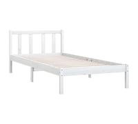 vidaXL Estructura de Cama de Madera de Pino Macizo con Somier de Resortes para Adultos, con Patas, para Dormitorio, Interior, Blanco, 90x190 cm UK Individual
