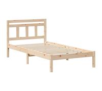 vidaXL Estructura de Cama de Madera de Pino Natural de con Soporte Ajustable, aprovechamiento del Espacio y cabecera Moderna. Tamaño de Cama 90 x 200 cm, Incluye Compartimentos de Almacenamiento y re