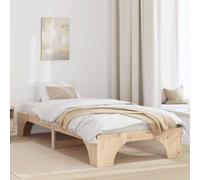vidaXL Estructura de Cama de Madera Maciza de Pino Natural | 90 x 200 cm, Acabado Cepillado, diseño Duradero, Ideal para Uso Individual. Muebles Esenciales de Estilo Minimalista para una estación de