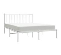 vidaXL Estructura de Cama de Metal con cabecero Blanca 140x190 cm, armazón de Cama, Cama, Estructura de Cama de Metal, Marco de Cama