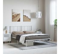 vidaXL Estructura de Cama de Metal con cabecero Blanca 150x200 cm, armazón de Cama, Cama, Estructura de Cama de Metal, Marco de Cama
