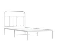 vidaXL Estructura de Cama de Metal con cabecero Blanco 100x190 cm, armazón de Cama, Cama, Muebles de Dormitorio, Marco de Cama, Cama Individual