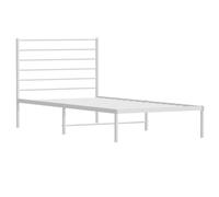 vidaXL Estructura de Cama de Metal con cabecero Blanco 100x190 cm, armazón de Cama, Cama, Muebles de Dormitorio, Marco de Cama, Cama Individual