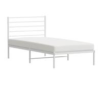vidaXL Estructura de Cama de Metal con cabecero Blanco 100x200 cm, armazón de Cama, Cama, Muebles de Dormitorio, Marco de Cama, Cama Individual