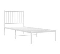 vidaXL Estructura de Cama de Metal con cabecero Blanco 75x190 cm, armazón de Cama, Cama, Muebles de Dormitorio, Marco de Cama, Cama Individual