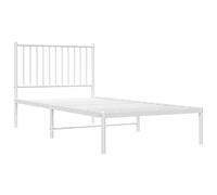 vidaXL Estructura de Cama de Metal con cabecero Blanco 90x190 cm, armazón de Cama, Cama, Muebles de Dormitorio, Marco de Cama, Cama Individual