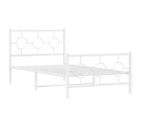 vidaXL Estructura de Cama de Metal con Cabecero y Estribo, Somier para Colchón, Armazón Base de Cama, Mueble para Dormitorio, Blanco 100x190 cm