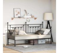 vidaXL Estructura de Cama de Metal Negra Moderna con Trundle 80 X 200 cm Ahorra Espacio Estilosa para Uso Interior Muebles Duraderos Convertibles para Dormitorio Sofá