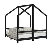 Vidaxl estructura de cama de niños madera de pino negro 2x(70x140) cm
