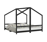 Vidaxl estructura de cama de niños madera de pino negro 2x(90x190) cm