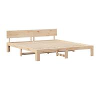 vidaXL Estructura de Cama de Pino Macizo 200X200 cm Color Natural Estilo Moderno Solución de Almacenamiento Interior con Cabecero Plataforma de Madera Cama para Adultos Grande Cómoda Sólida Estilosa