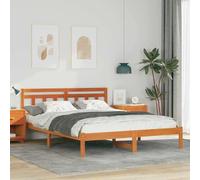 vidaXL Estructura de Cama de Plataforma Color marrón de 140 x 200 cm, Hecha de Madera de Pino sólida, diseño Moderno, no Necesita somier. Es Duradera y Resistente, Dormitorio y fáci