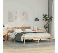 vidaXL Estructura de Cama de Plataforma de Pino de 140 x 200 cm en marrón. Es Moderna, de Madera Maciza y Tiene iluminación LED con Conector USB y Control Remoto. Se Monta fácil y su Superficie es s