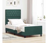 vidaXL Estructura de Cama de Terciopelo Verde Oscuro 100 x 200 cm, con Botones de Cristal. Está tapizada en Madera Natural y Tiene un diseño Moderno y Elegante. Es Resistente a Las Manchas