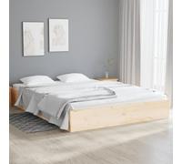vidaXL Estructura de Cama Doble Matrimonial Somier Dormitorio Base Habitación Muebles Mobiliario Hogar Cuarto Descanso Madera Maciza 135x190 cm