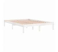 vidaXL Estructura de Cama Dormitorio Habitación Muebles Mobiliario Cuarto Descanso Robusta Duradera Blanca Rey RU 150x200 cm Madera Pino