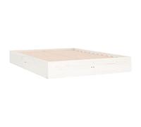 vidaXL Estructura de Cama Doble Somier Dormitorio Base Habitación Muebles Mobiliario Hogar Cuarto Descanso Madera Maciza Blanco 135x190 cm