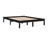 vidaXL Estructura de Cama Dormitorio Habitación Muebles Mobiliario Cuarto Descanso Robusta Duradera Negro 200x200 cm Madera Maciza de Pino