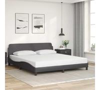vidaXL Estructura de Cama Dover, Somier Base de Listones, Armazón de Cama, Mueble para Dormitorio, Cuero Sintético Gris 180x200 cm