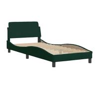 vidaXL Estructura de Cama Dover, Somier para Colchón, Armazón Base de Cama, Mueble Tapizado para Dormitorio, Terciopelo Verde Oscuro 90x190 cm