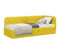 vidaXL Estructura de Cama en Esquina Amarillo 80 x 200 cm Terciopelo, Mueble Moderno para Dormitorio, Cama compacta, diván de Terciopelo, sofá en L, diseño Multifuncional