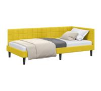 vidaXL Estructura de Cama en Esquina Amarillo 90 cm x 190 cm, Cama Moderna Minimalista, Cama esquinerita de Terciopelo, Mueble ahorrador de Espacio, solución L