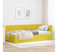 vidaXL Estructura de Cama en Esquina Amarillo 90 cm x 200 cm, Sofá Cama Moderno, Esquina de Terciopelo, Funcional y Compacto para Tu Estilo de Vida