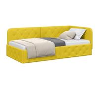 vidaXL Estructura de Cama en Esquina Amarillo 90 x 200 cm Terciopelo, Mueble Moderno para Dormitorio, Cama compacta, diván de Terciopelo, sofá en L, diseño Multifuncional
