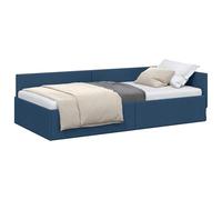 vidaXL Estructura de Cama en Esquina Azul 100 cm x 200 cm Tela, Marco de Cama Elegante, Cama Interior versátil, sofá de Tela Moderno, Esquina Multiusos, diseño Que Ahorra Espacio, Duradero