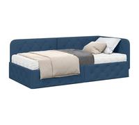 vidaXL Estructura de Cama en Esquina Azul 100 x 200 cm Tela, Muebles de Dormitorio Modernos: Elegante Marco de Cama en Esquina, solución compacta para un sueño cómodo y diseño Estiloso