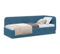 vidaXL Estructura de Cama en Esquina Azul 80 x 200 cm Terciopelo, Mueble Moderno para Dormitorio, Cama compacta, diván de Terciopelo, sofá en L, diseño Multifuncional