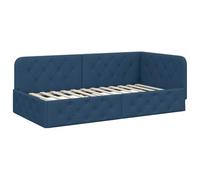 vidaXL Estructura de Cama en Esquina Azul 90 x 190 cm Tela, Cama Moderna en Forma de L, día ahorrador de Espacio, diseño Minimalista Resistente, Mueble esquinal versátil