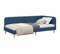 vidaXL Estructura de Cama en Esquina Azul 90 x 190 cm Tela, Estructura de Cama Moderna, sofá Compacto, Cama de Esquina versátil, Tejido Resistente, Ideal para Invitados