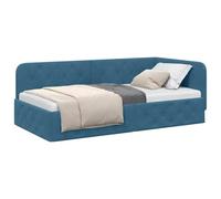 vidaXL Estructura de Cama en Esquina Azul 90 x 190 cm Terciopelo, Mueble Moderno para Dormitorio, Cama compacta, diván de Terciopelo, sofá en L, diseño Multifuncional